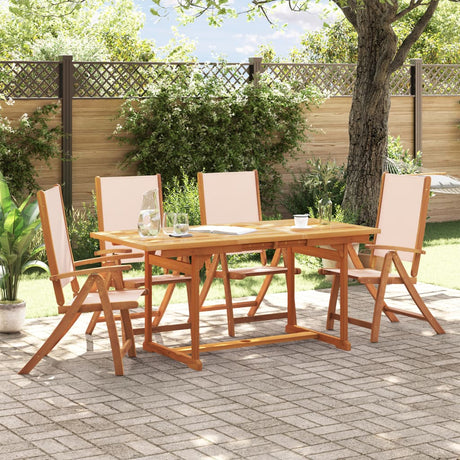 5 Piece Garden Dining Set Solid Wood Acacia And Textilene