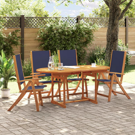 5 Piece Garden Dining Set Solid Wood Acacia And Textilene
