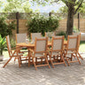 7 Piece Garden Dining Set Solid Wood Acacia And Textilene