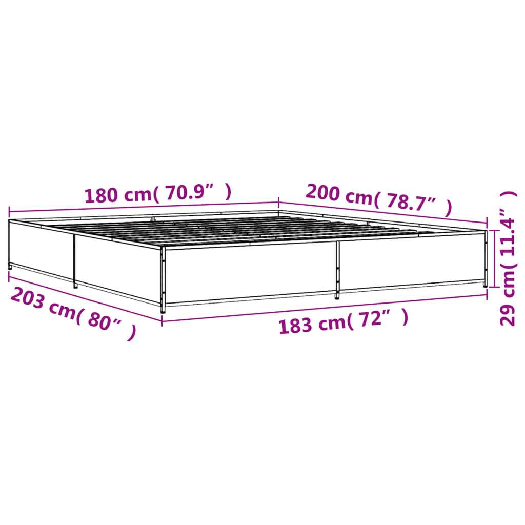 Bed Frame without Mattress Black 180x200 cm Super King
