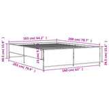 Bed Frame without Mattress Grey Sonoma 160x200 cm
