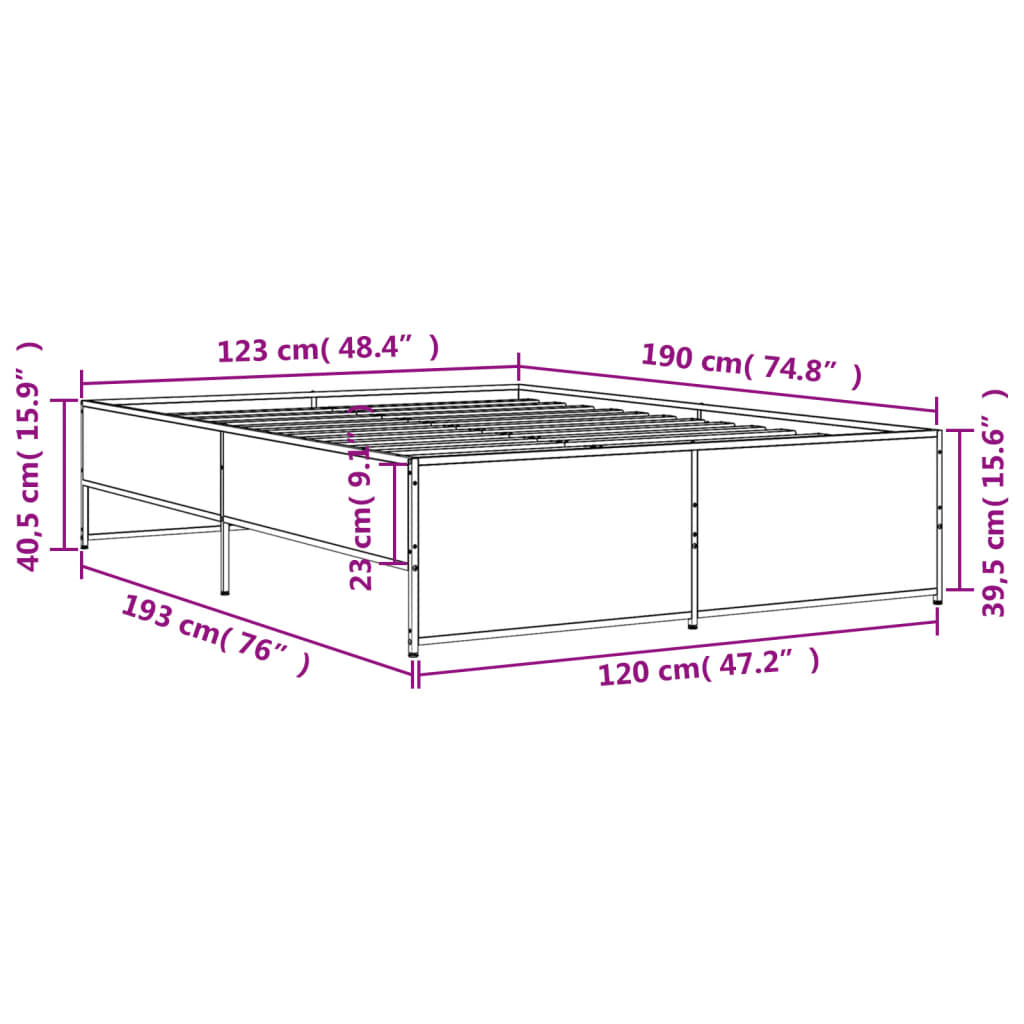 Bed Frame without Mattress Black 120x190 cm Small Double
