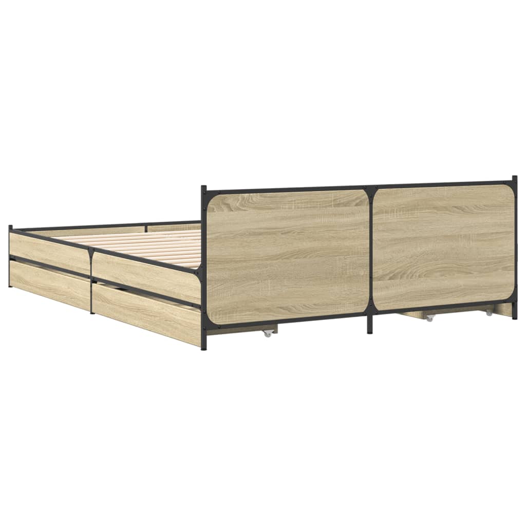 Bed Frame with Drawers without Mattress Sonoma Oak 120x190 cm Small Double