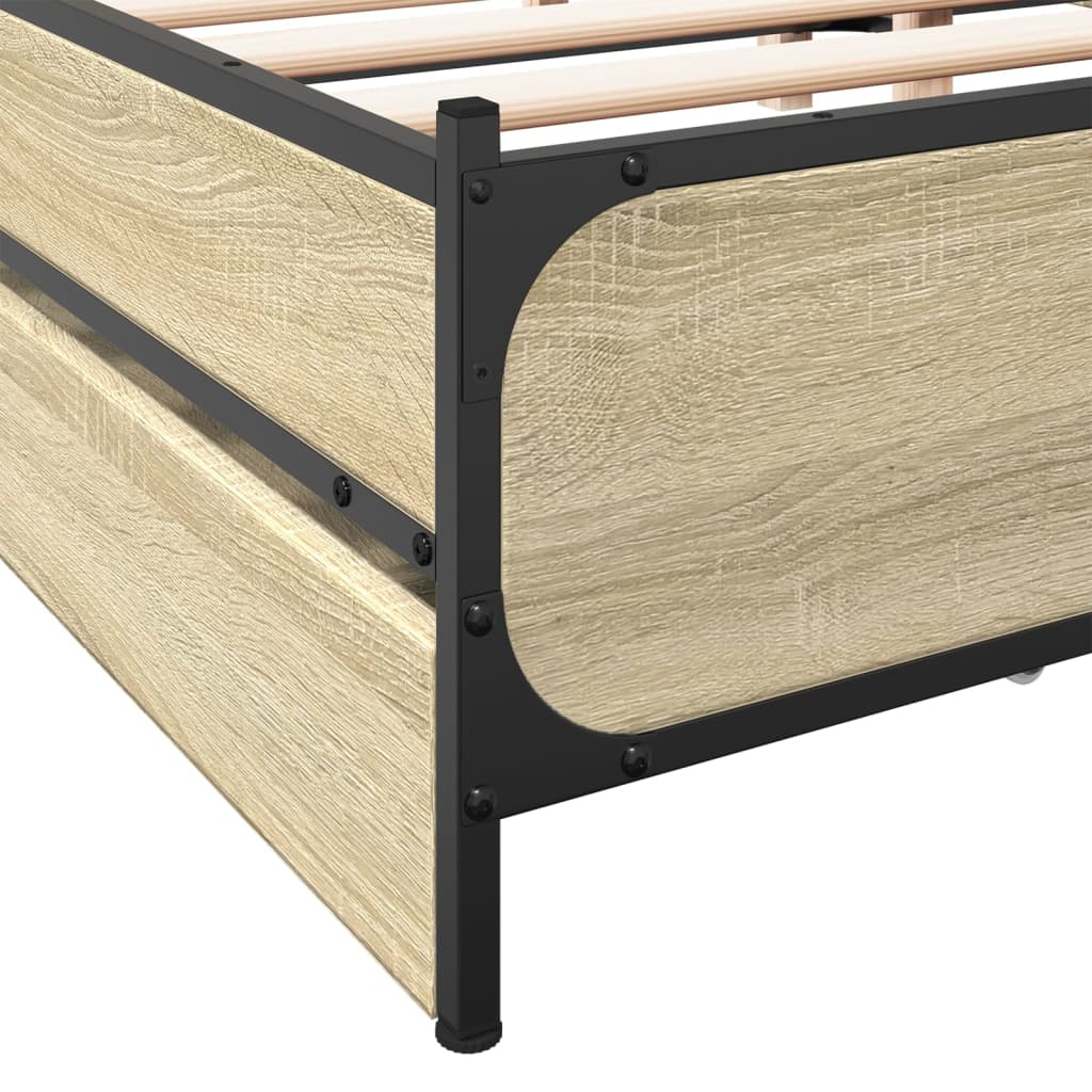 Bed Frame with Drawers without Mattress Sonoma Oak 120x190 cm Small Double