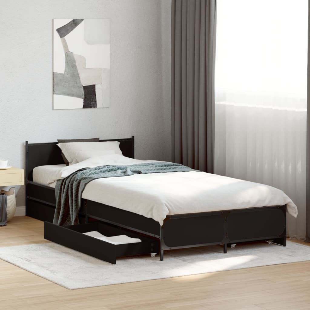 Bed Frame with Drawers without Mattress Black 100x200 cm