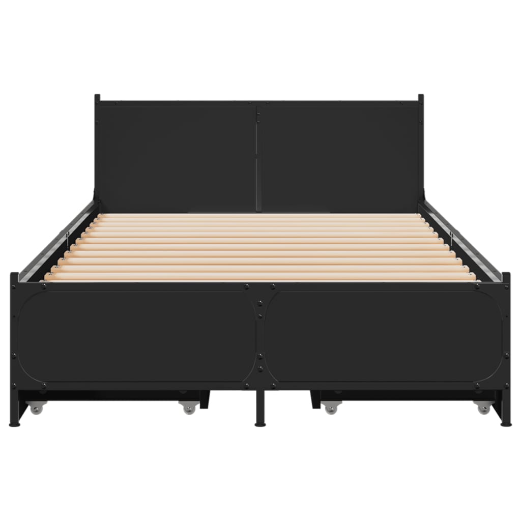 Bed Frame with Drawers without Mattress Black 100x200 cm