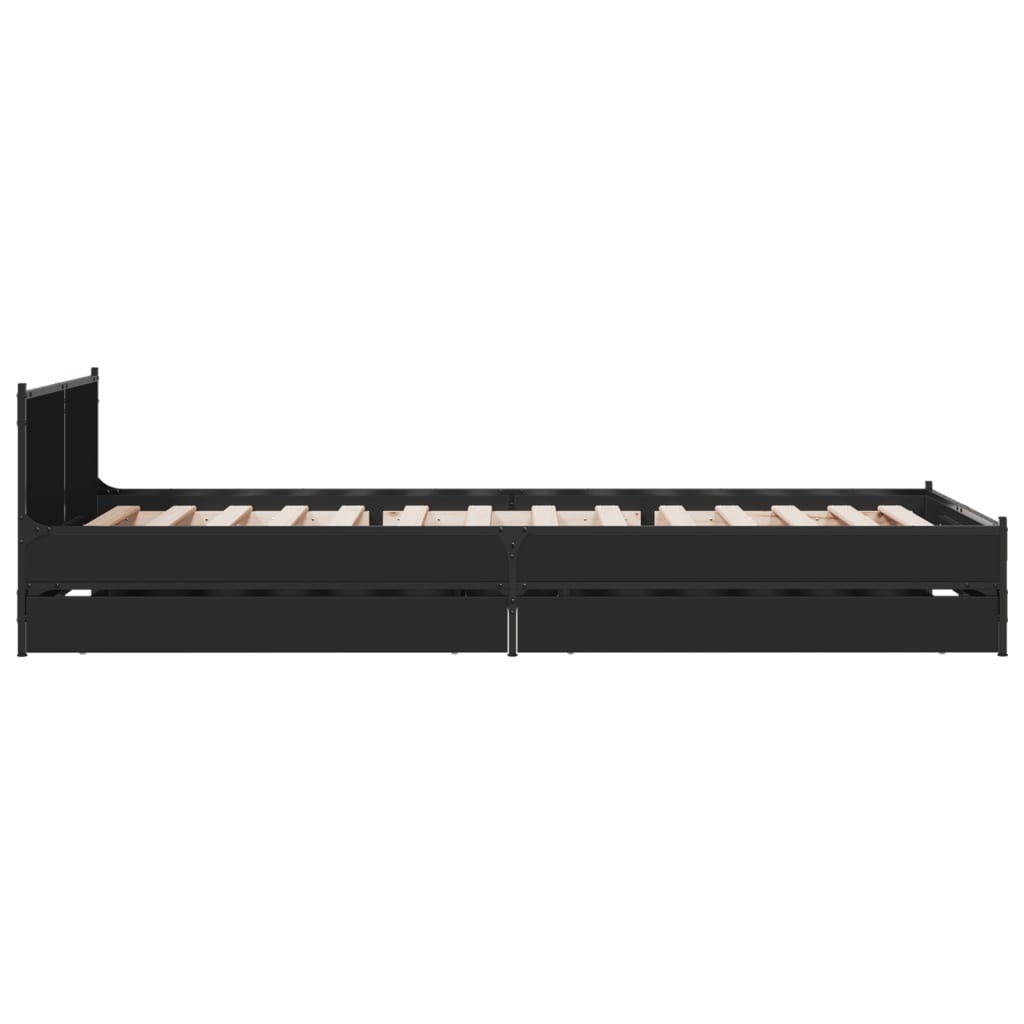 Bed Frame with Drawers without Mattress Black 100x200 cm