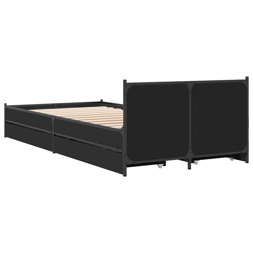 Bed Frame with Drawers without Mattress Black 100x200 cm