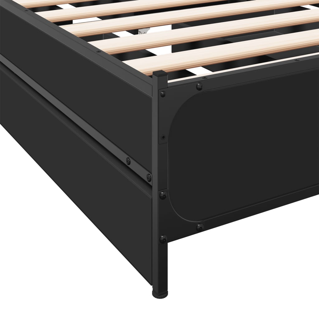 Bed Frame with Drawers without Mattress Black 100x200 cm