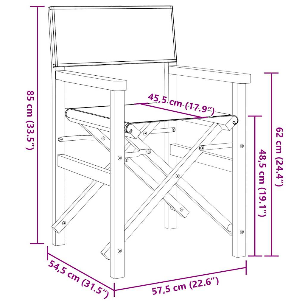 Folding Director's Chair Solid Wood Teak