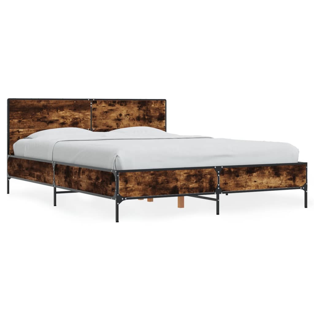 Bed Frame without Mattress Smoked Oak 135x190 cm Double