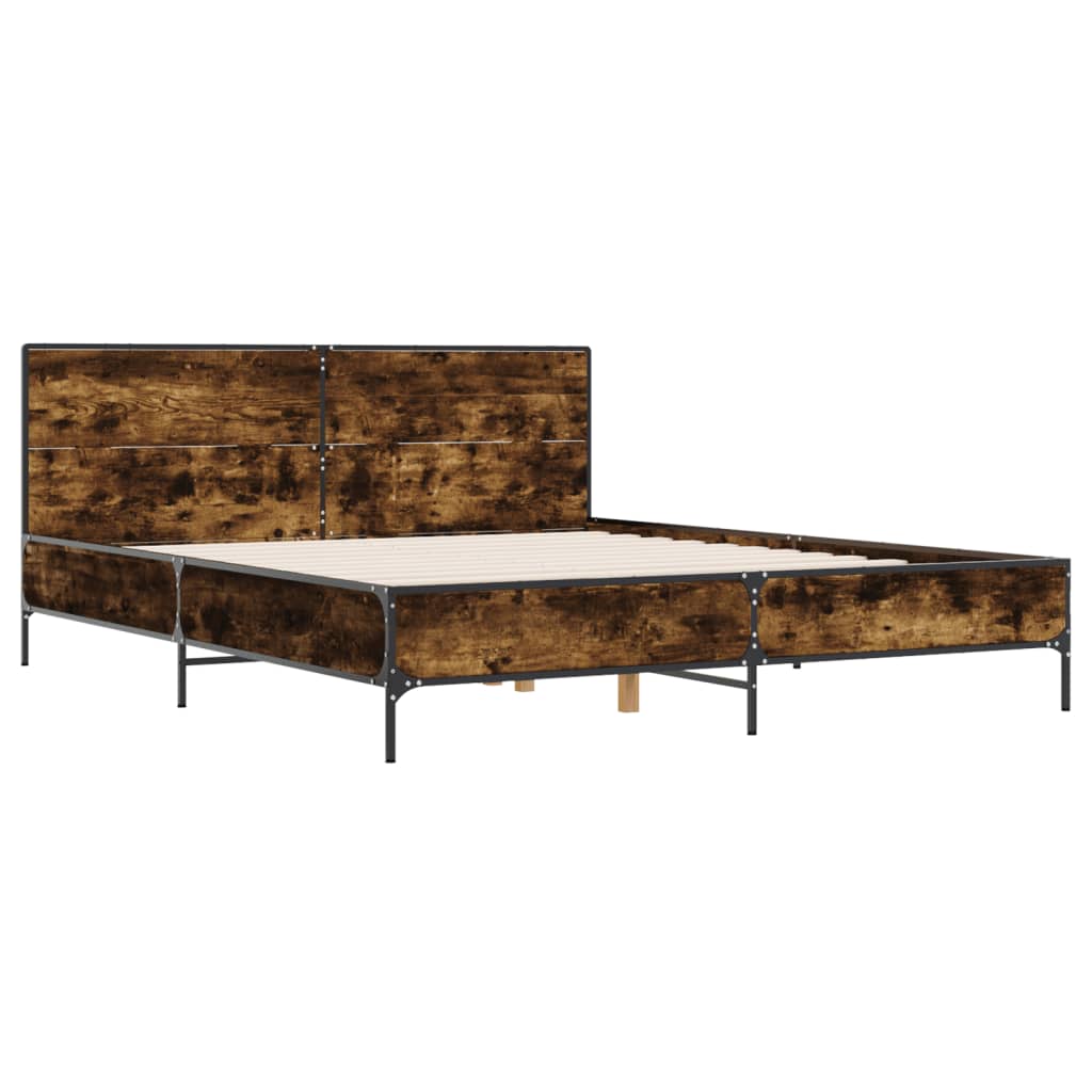 Bed Frame without Mattress Smoked Oak 135x190 cm Double