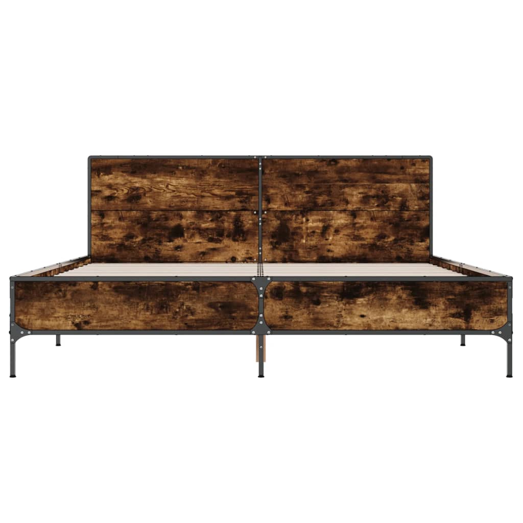 Bed Frame without Mattress Smoked Oak 135x190 cm Double
