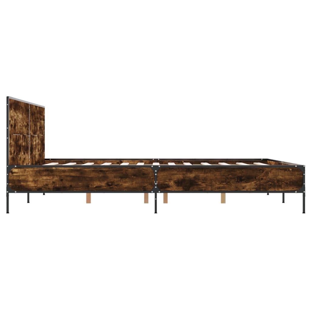 Bed Frame without Mattress Smoked Oak 135x190 cm Double