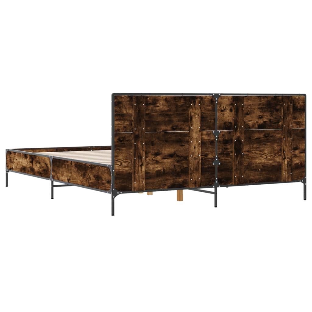 Bed Frame without Mattress Smoked Oak 135x190 cm Double