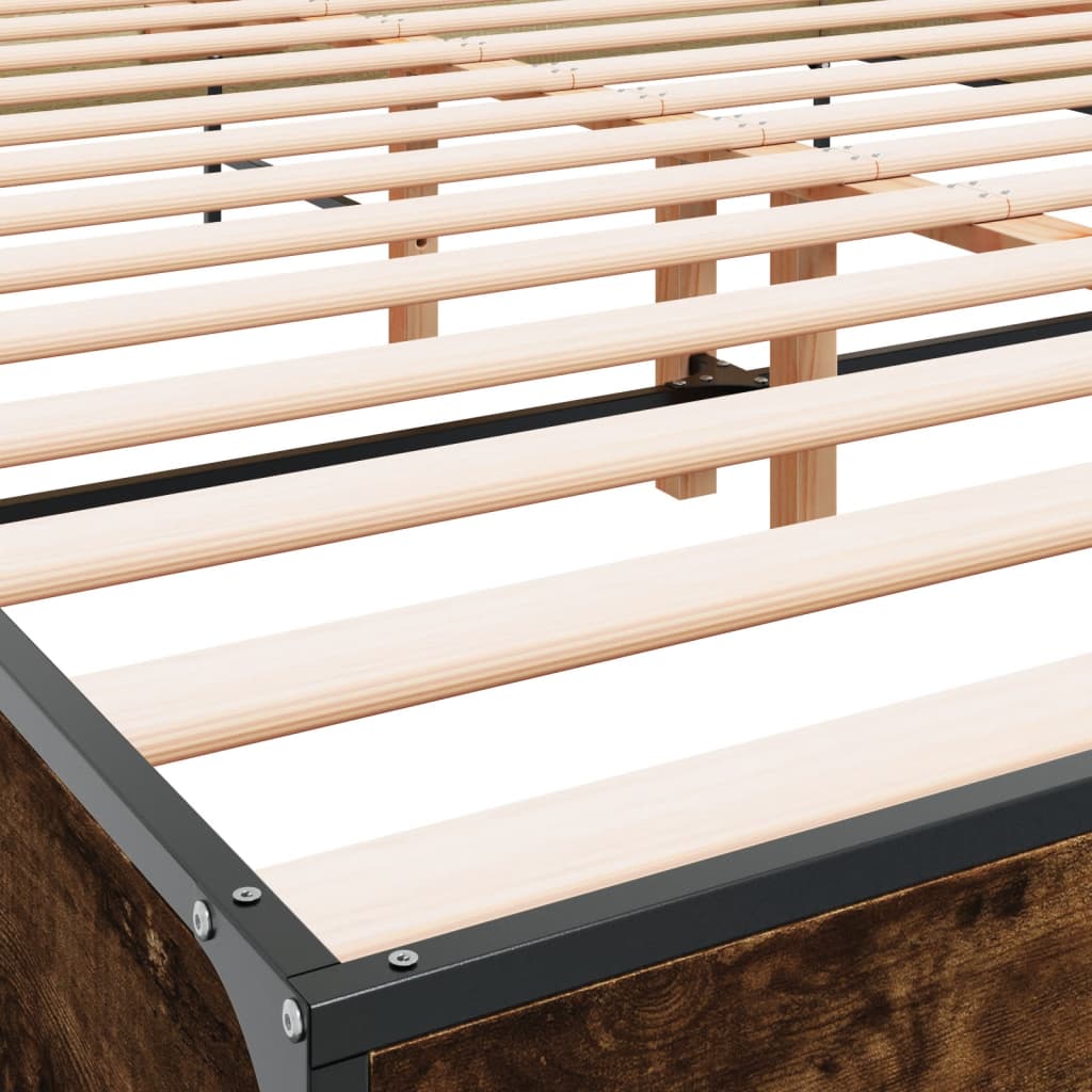 Bed Frame without Mattress Smoked Oak 135x190 cm Double