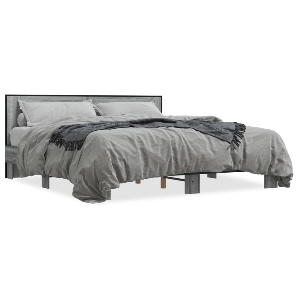 Bed Frame without Mattress Grey Sonoma 200x200 cm