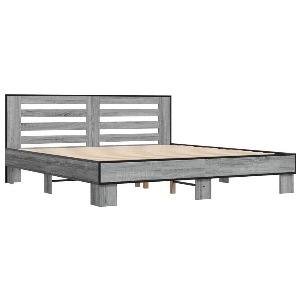 Bed Frame without Mattress Grey Sonoma 200x200 cm