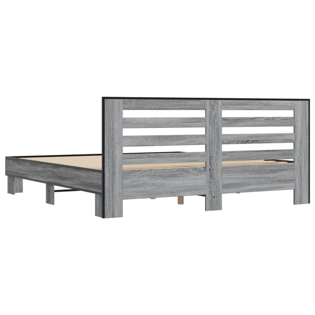 Bed Frame without Mattress Grey Sonoma 200x200 cm
