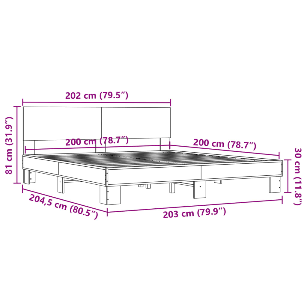 Bed Frame without Mattress Smoked Oak 200x200 cm