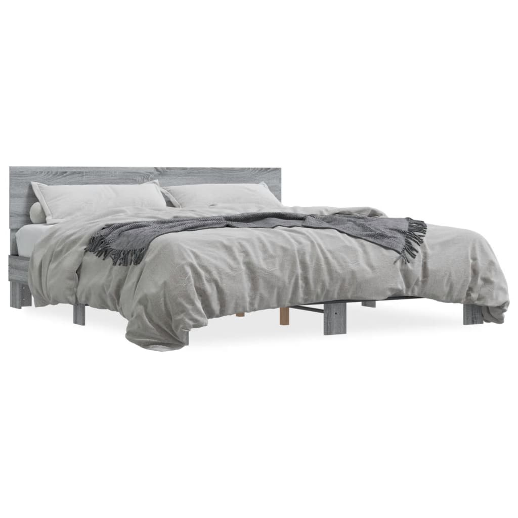 Bed Frame without Mattress Grey Sonoma 200x200 cm