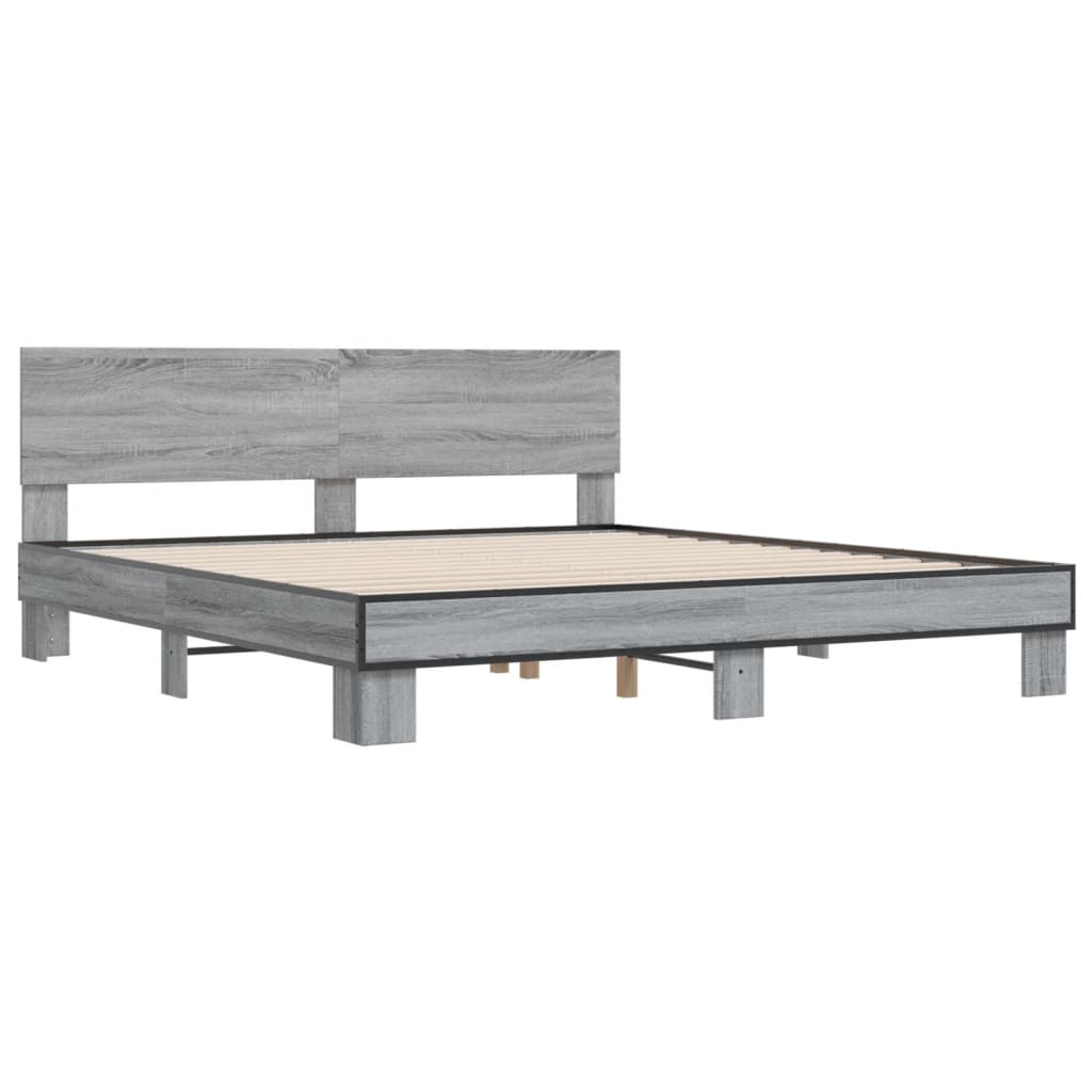 Bed Frame without Mattress Grey Sonoma 200x200 cm