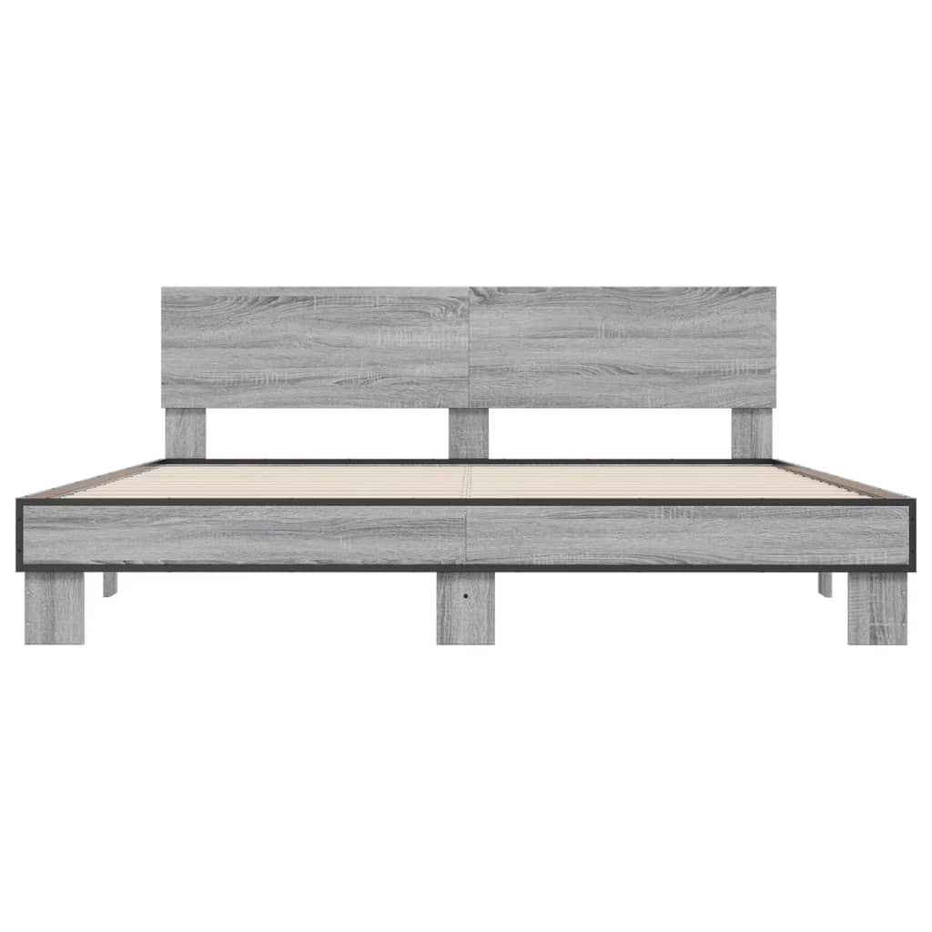 Bed Frame without Mattress Grey Sonoma 200x200 cm