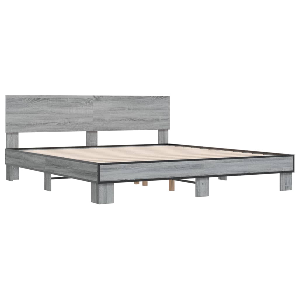 Bed Frame without Mattress Grey Sonoma 180x200 cm Super King