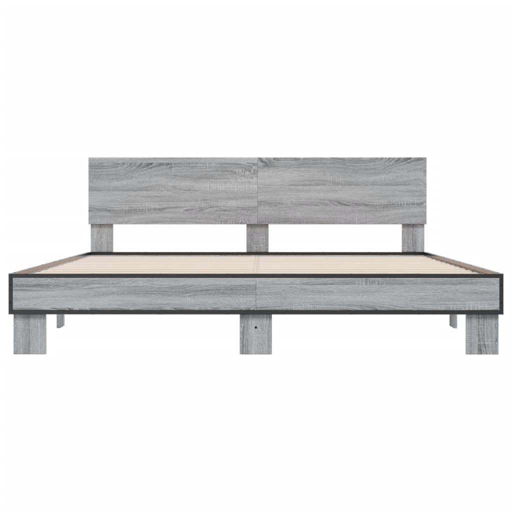 Bed Frame without Mattress Grey Sonoma 180x200 cm Super King