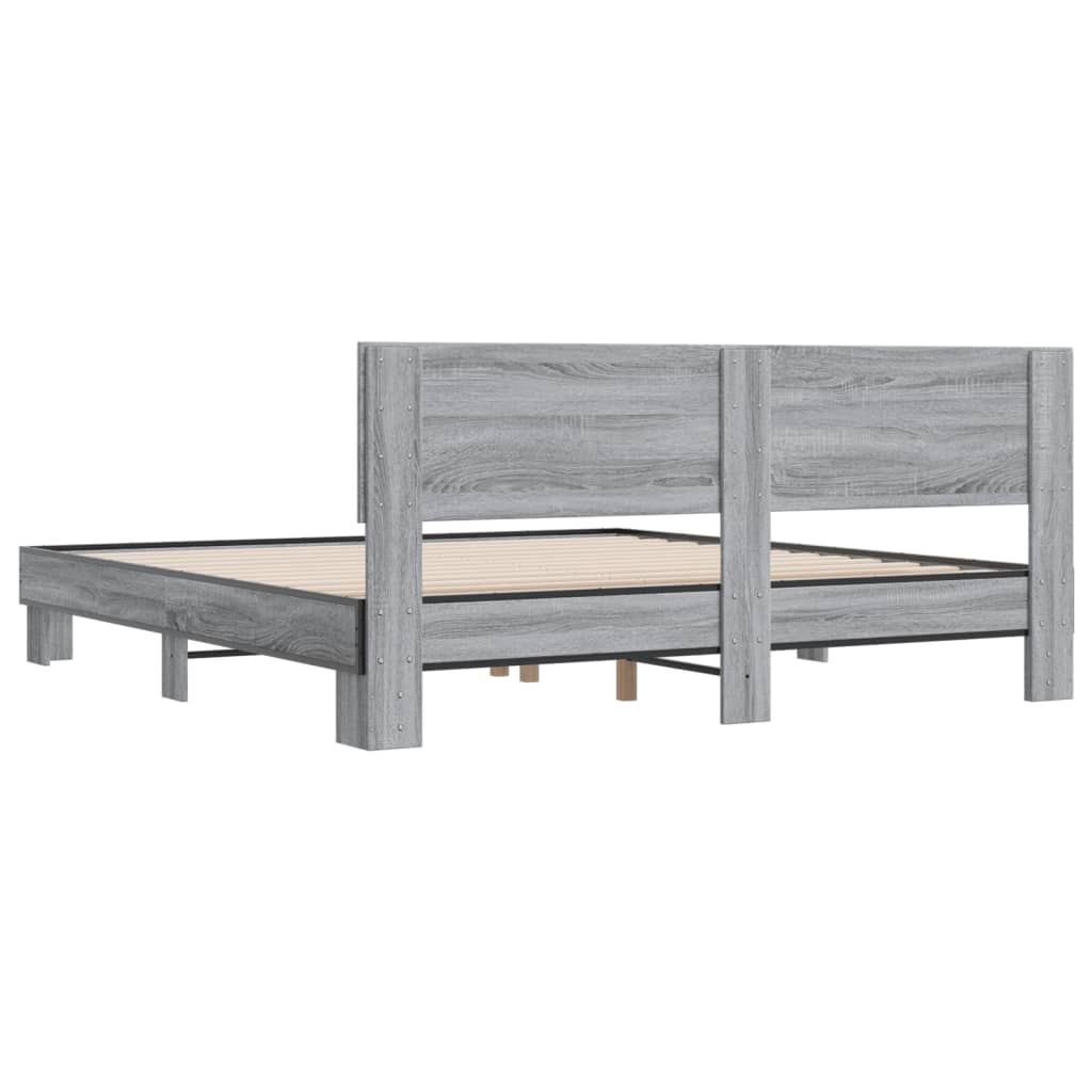 Bed Frame without Mattress Grey Sonoma 180x200 cm Super King