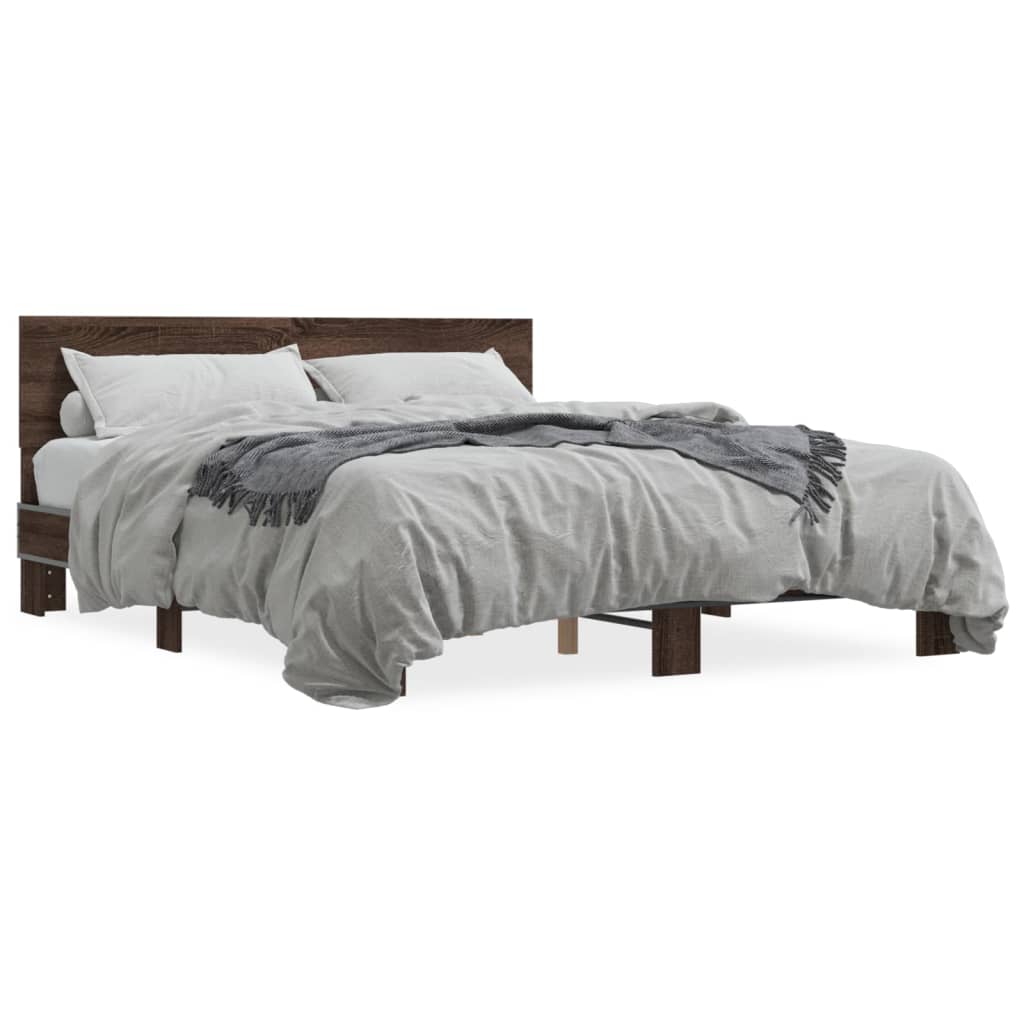 Bed Frame without Mattress Brown Oak 150x200 cm King Size