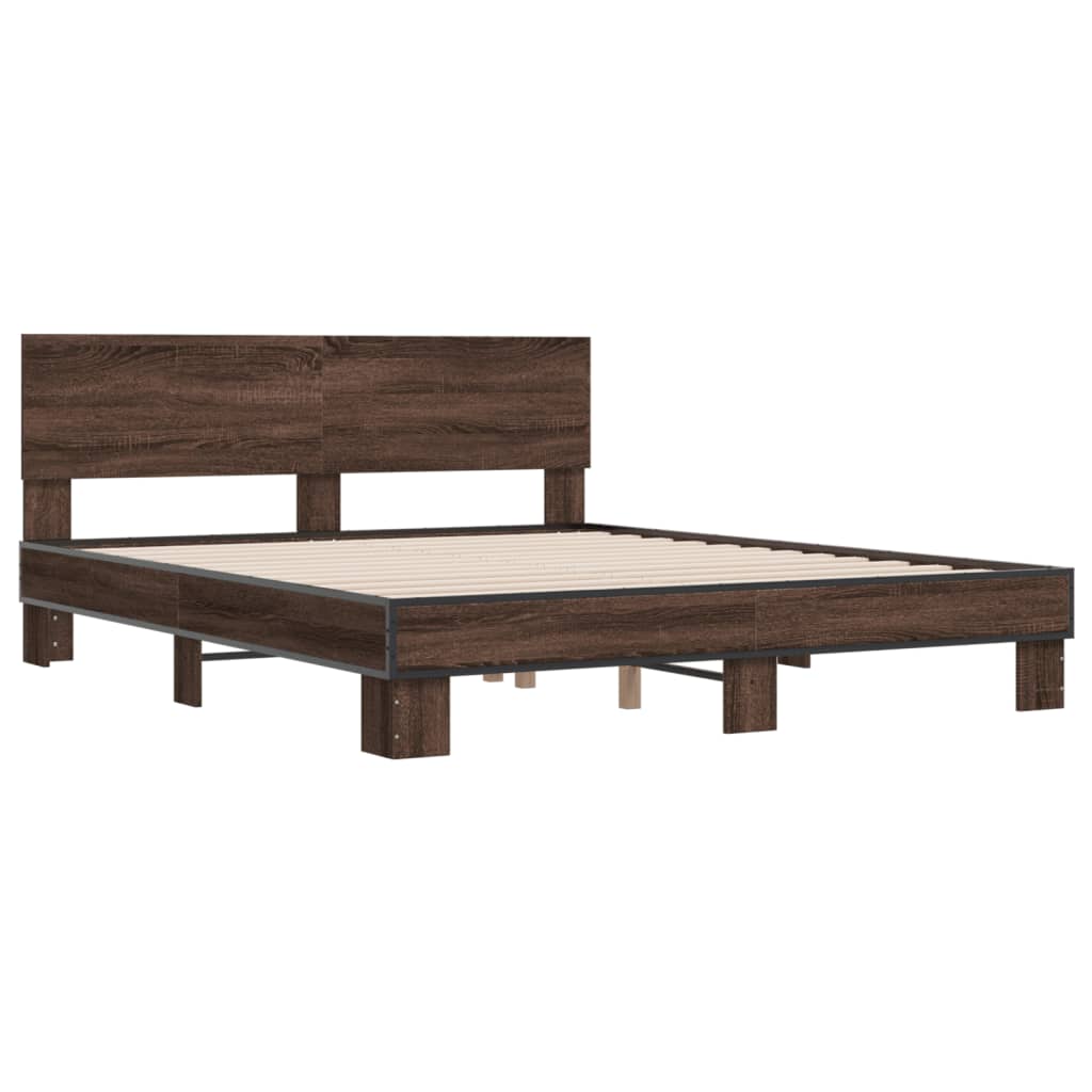 Bed Frame without Mattress Brown Oak 150x200 cm King Size