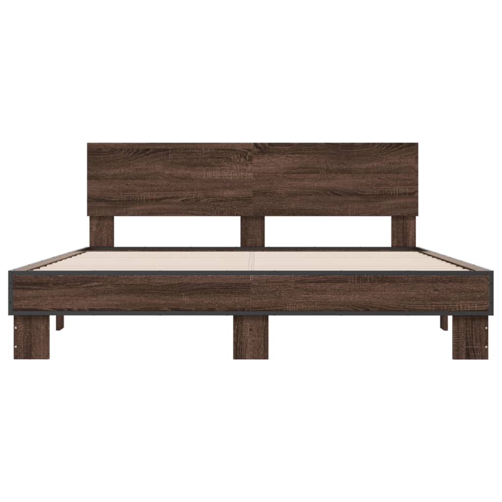 Bed Frame without Mattress Brown Oak 150x200 cm King Size