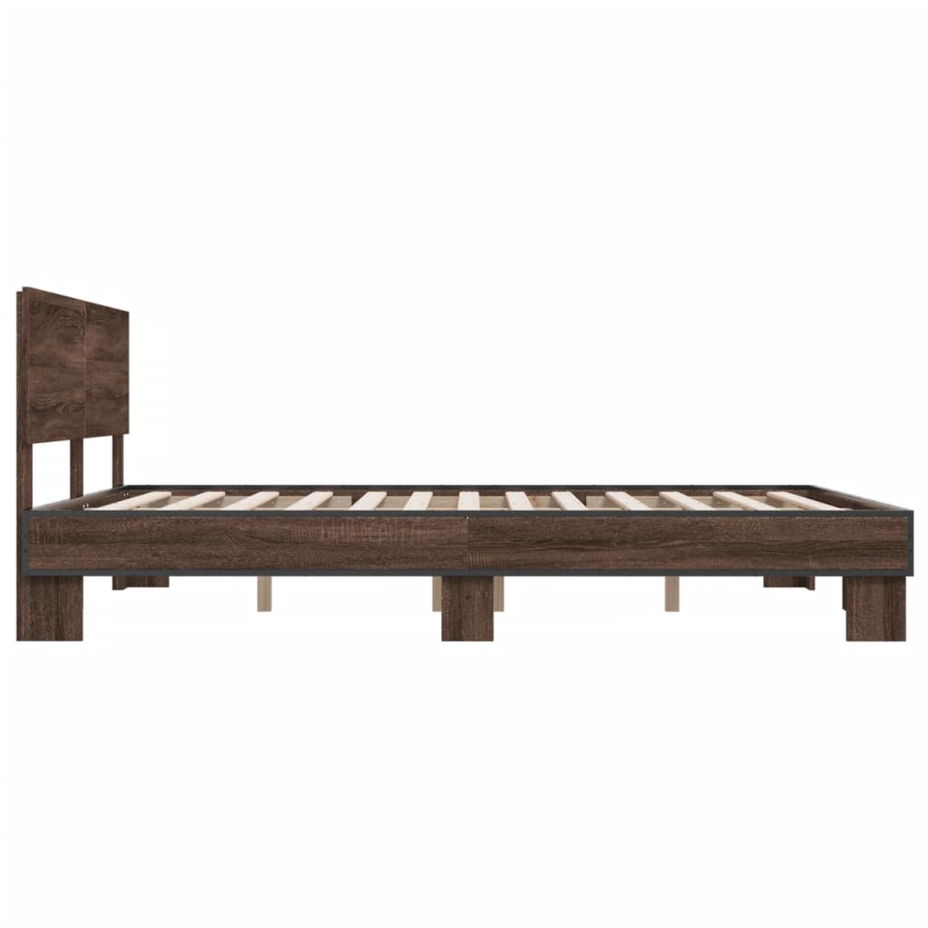 Bed Frame without Mattress Brown Oak 150x200 cm King Size