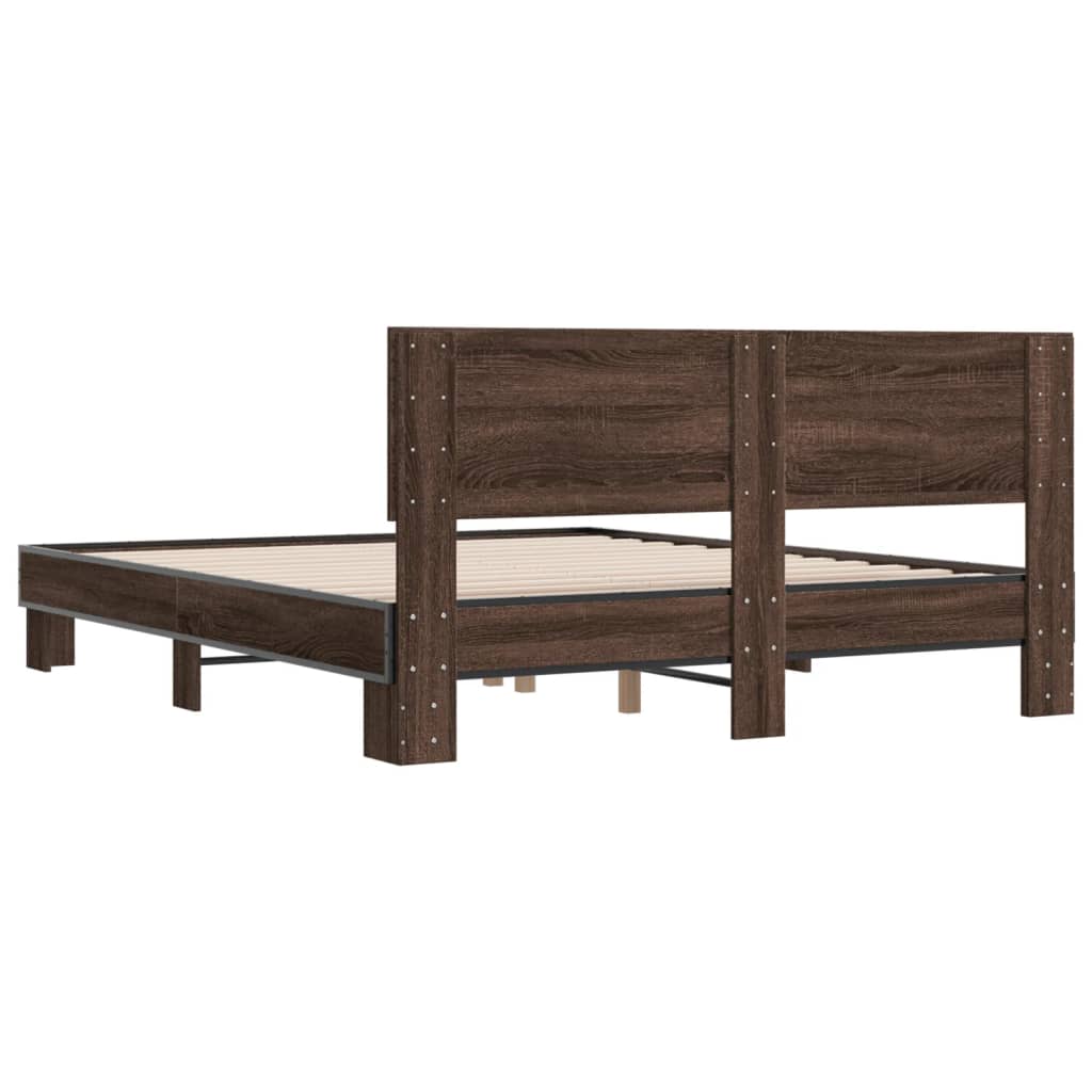 Bed Frame without Mattress Brown Oak 150x200 cm King Size