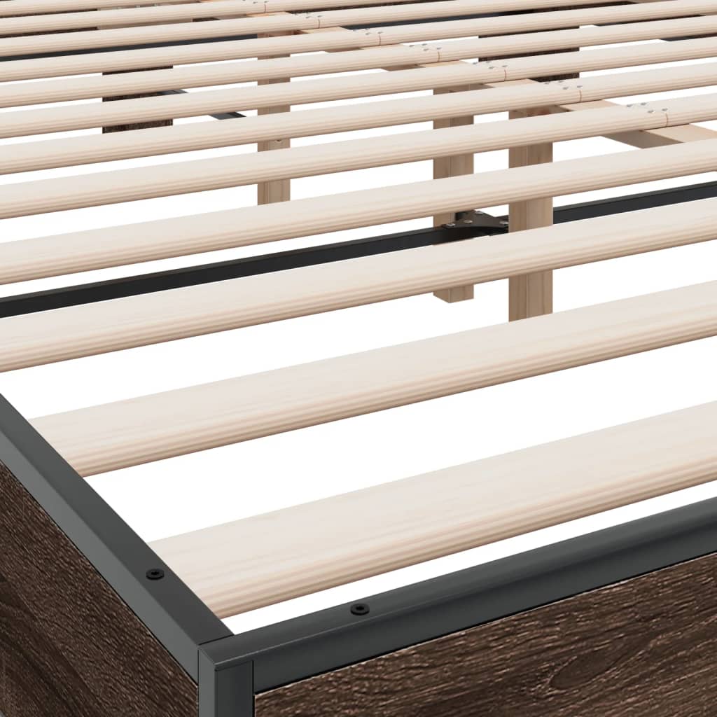 Bed Frame without Mattress Brown Oak 150x200 cm King Size