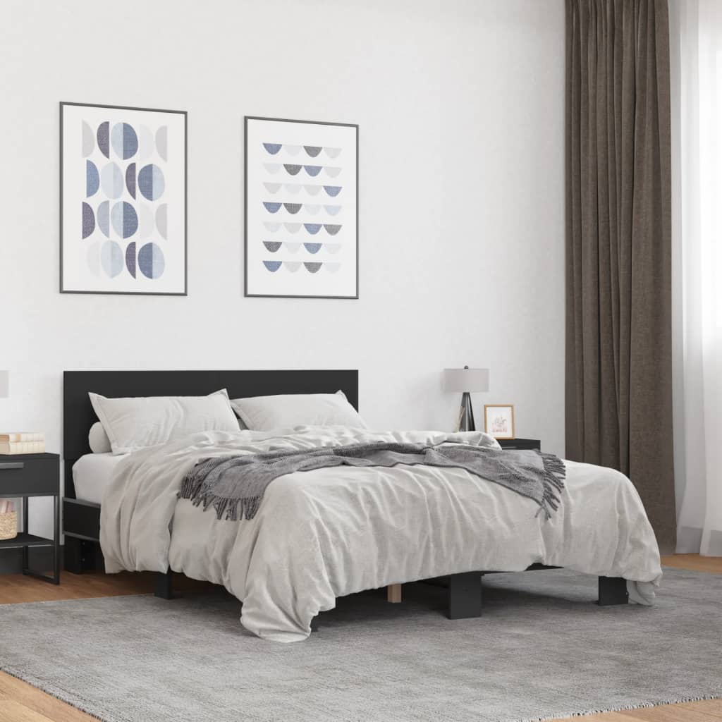 Bed Frame without Mattress Black 135x190 cm Double