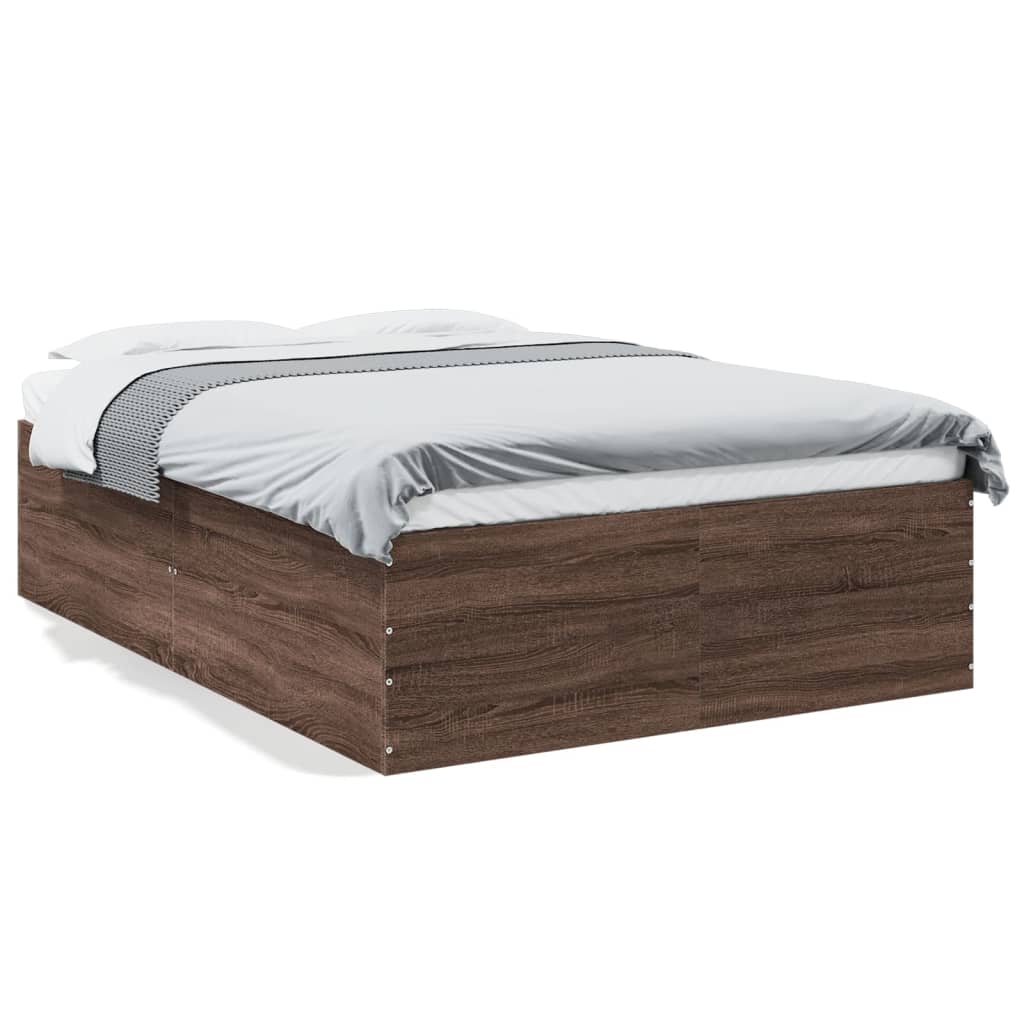 Bed Frame without Mattress Brown Oak 140x200 cm