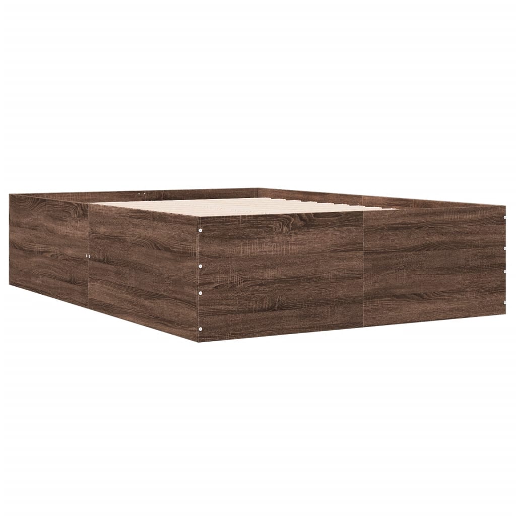 Bed Frame without Mattress Brown Oak 140x200 cm