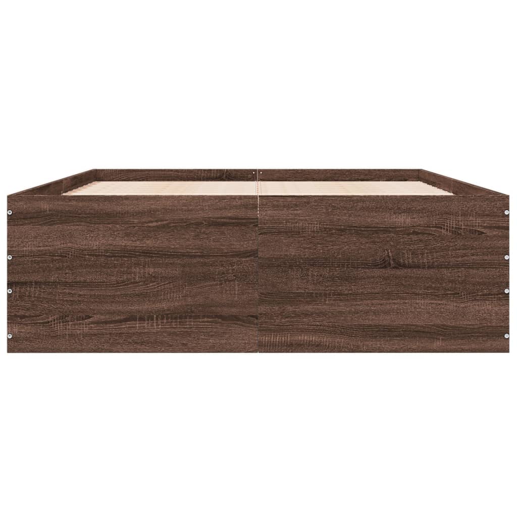 Bed Frame without Mattress Brown Oak 140x200 cm