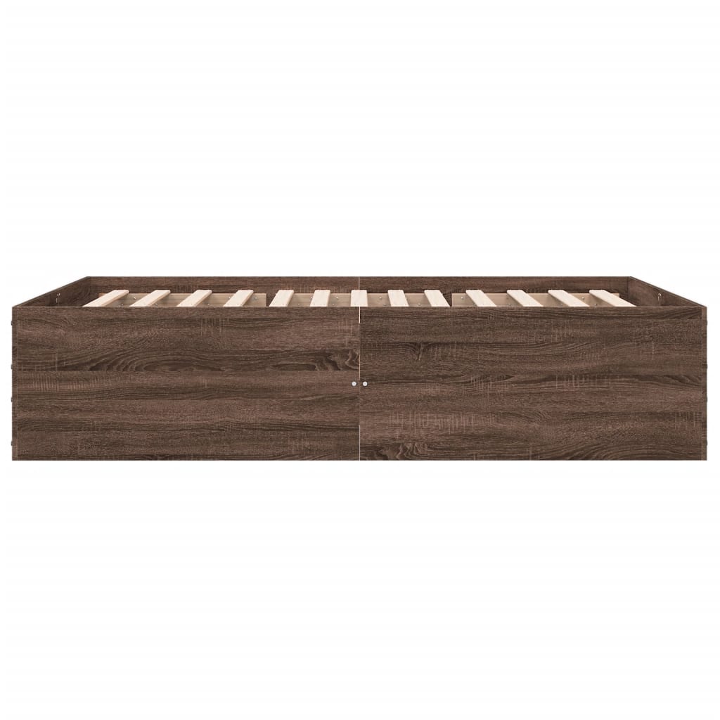 Bed Frame without Mattress Brown Oak 140x200 cm