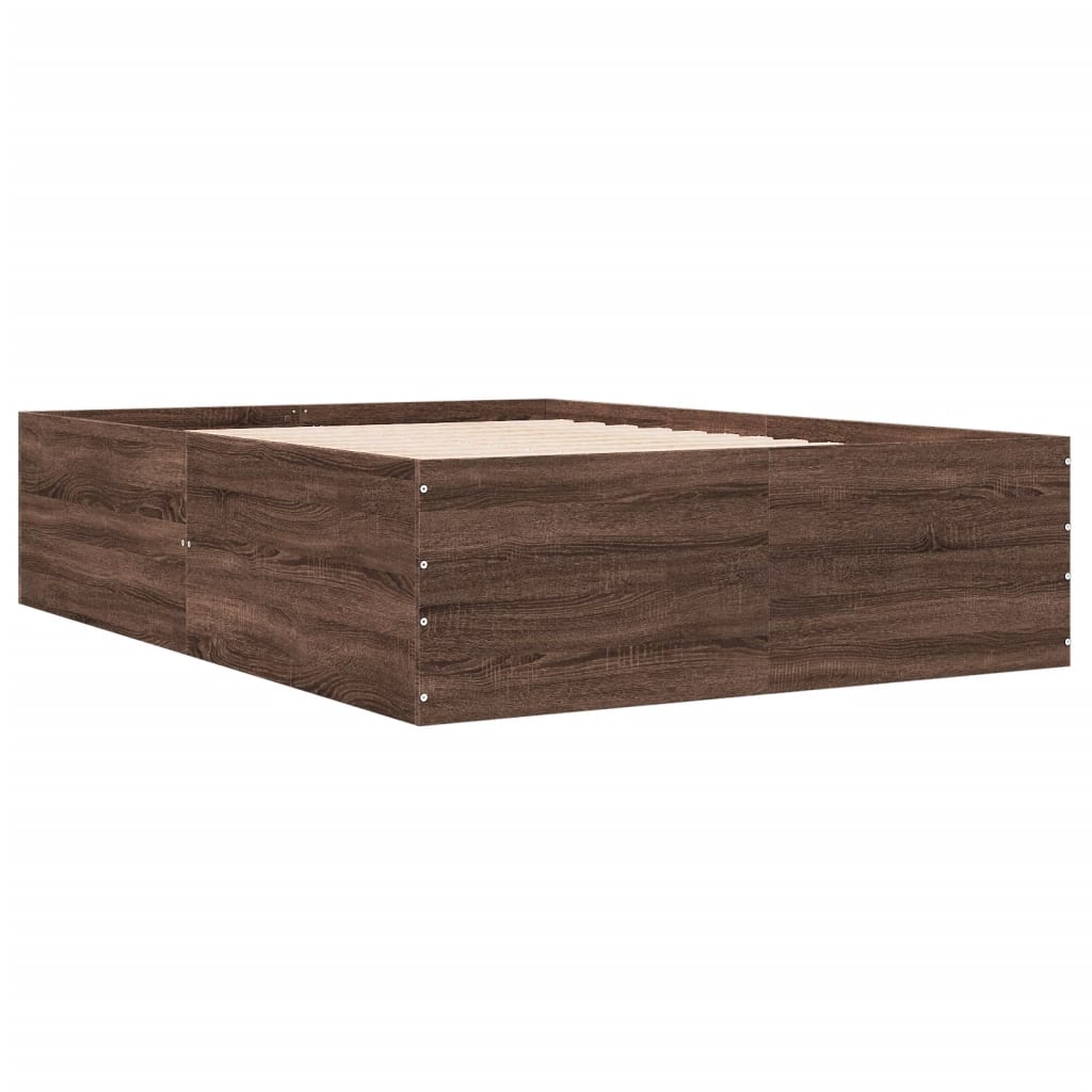 Bed Frame without Mattress Brown Oak 140x200 cm