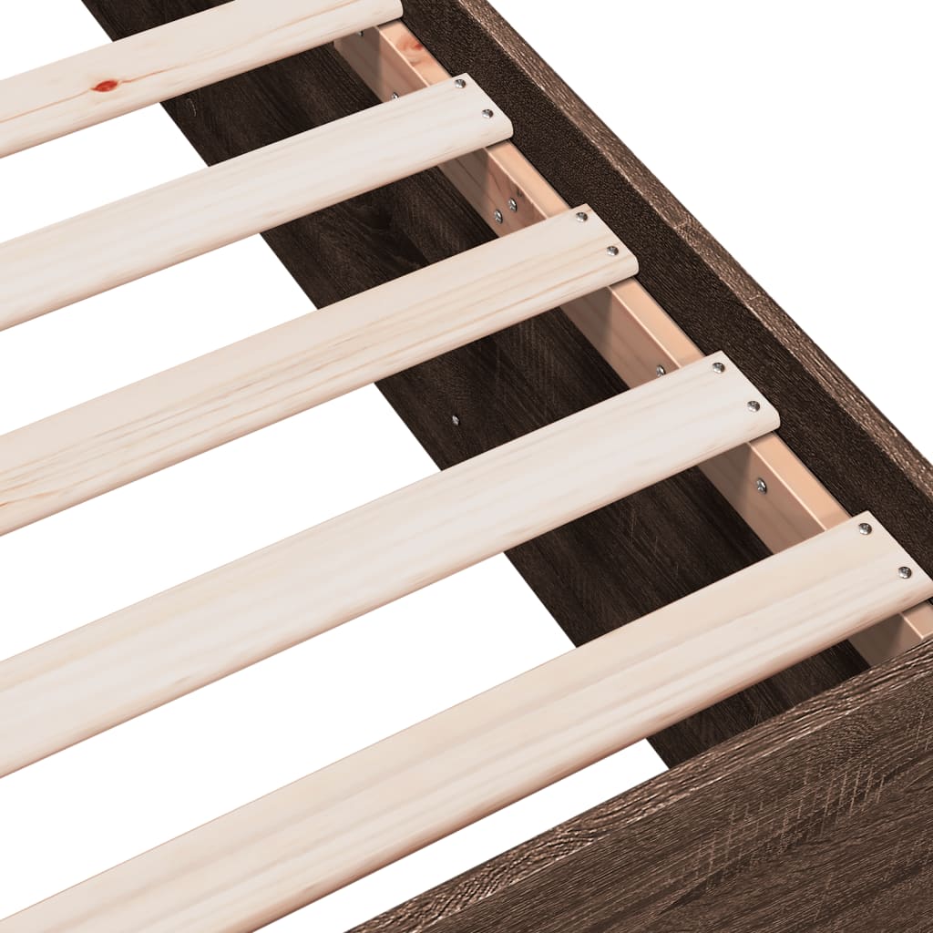 Bed Frame without Mattress Brown Oak 140x200 cm