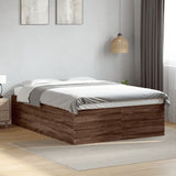 Bed Frame without Mattress Brown Oak 140x190 cm