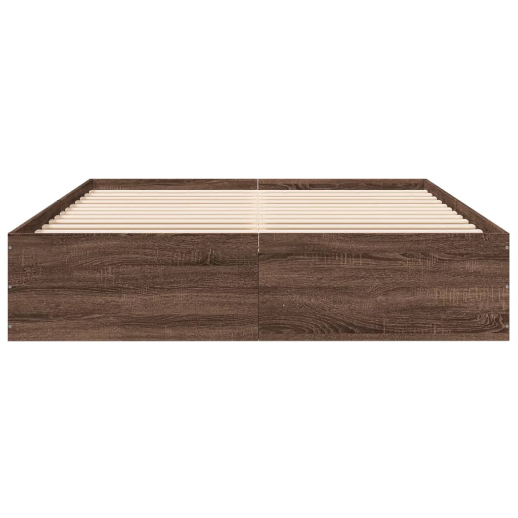 Bed Frame without Mattress Brown Oak 150x200 cm King Size