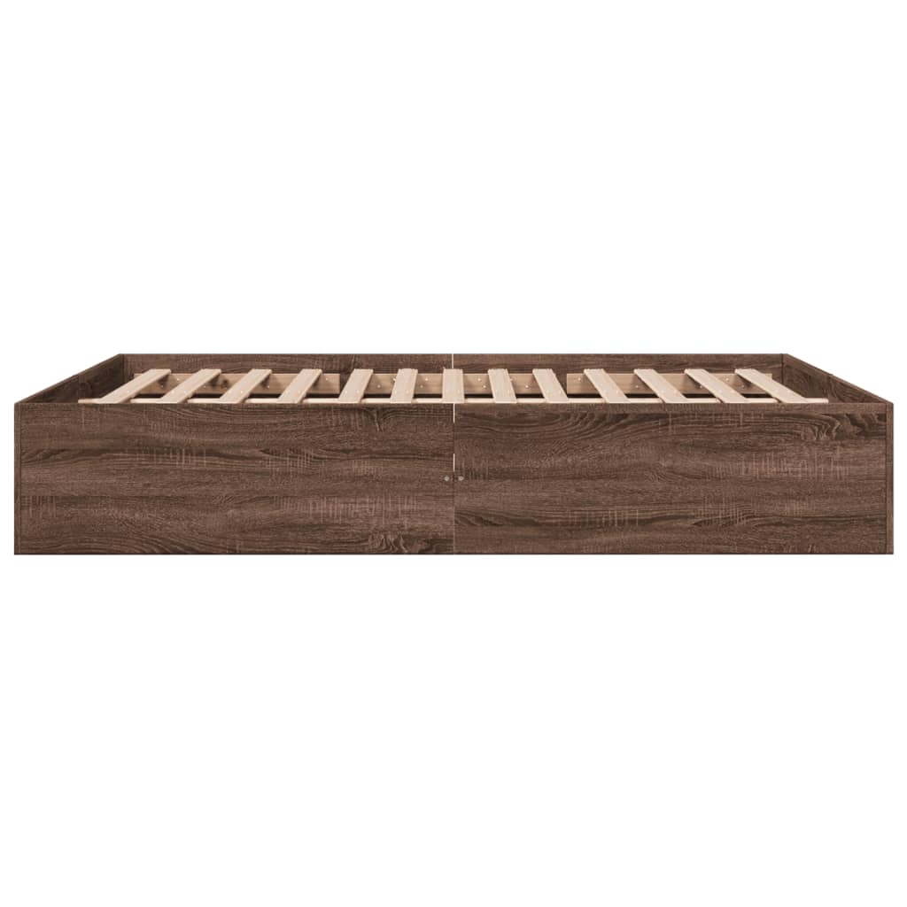 Bed Frame without Mattress Brown Oak 150x200 cm King Size