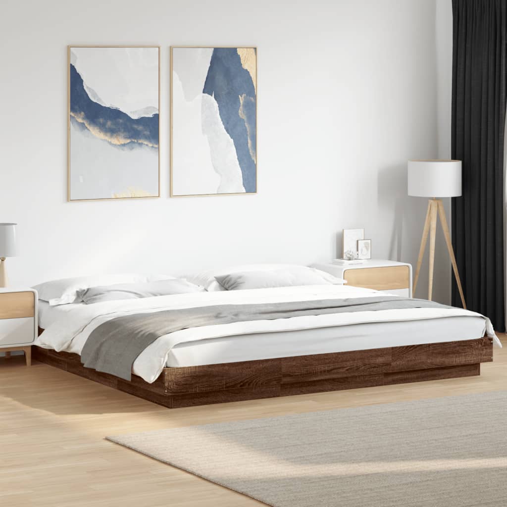 Bed Frame With Led Lights Without Mattress 140X200Cm