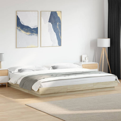 Bed Frame With Led Lights Without Mattress 140X200Cm