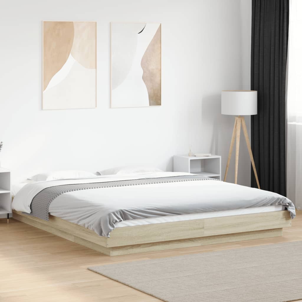 Bed Frame With Led Lights Without Mattress 140X200Cm