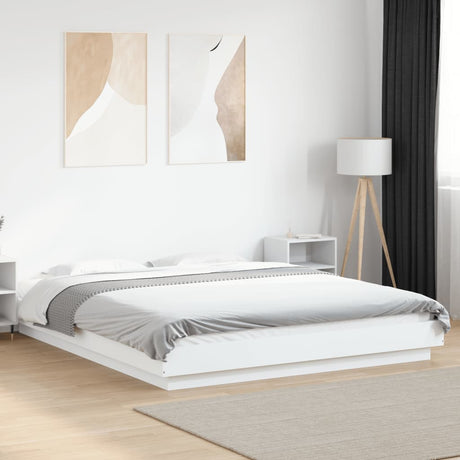 Bed Frame With Led Lights Without Mattress 140X200Cm